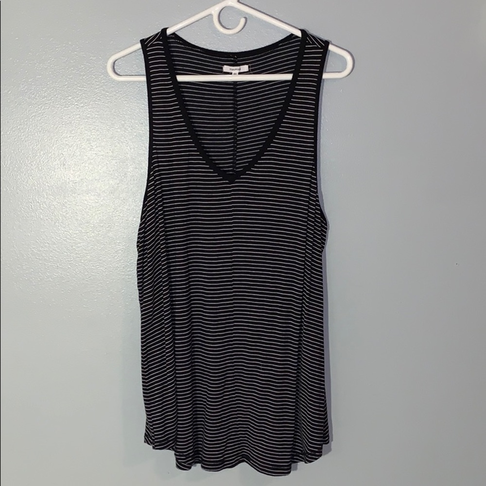 Striped V-neck Tank